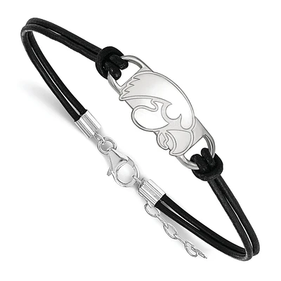 Women's Iowa Hawkeyes Sterling Silver Leather Bracelet