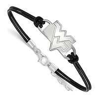 Women's West Virginia Mountaineers Sterling Silver Leather Bracelet