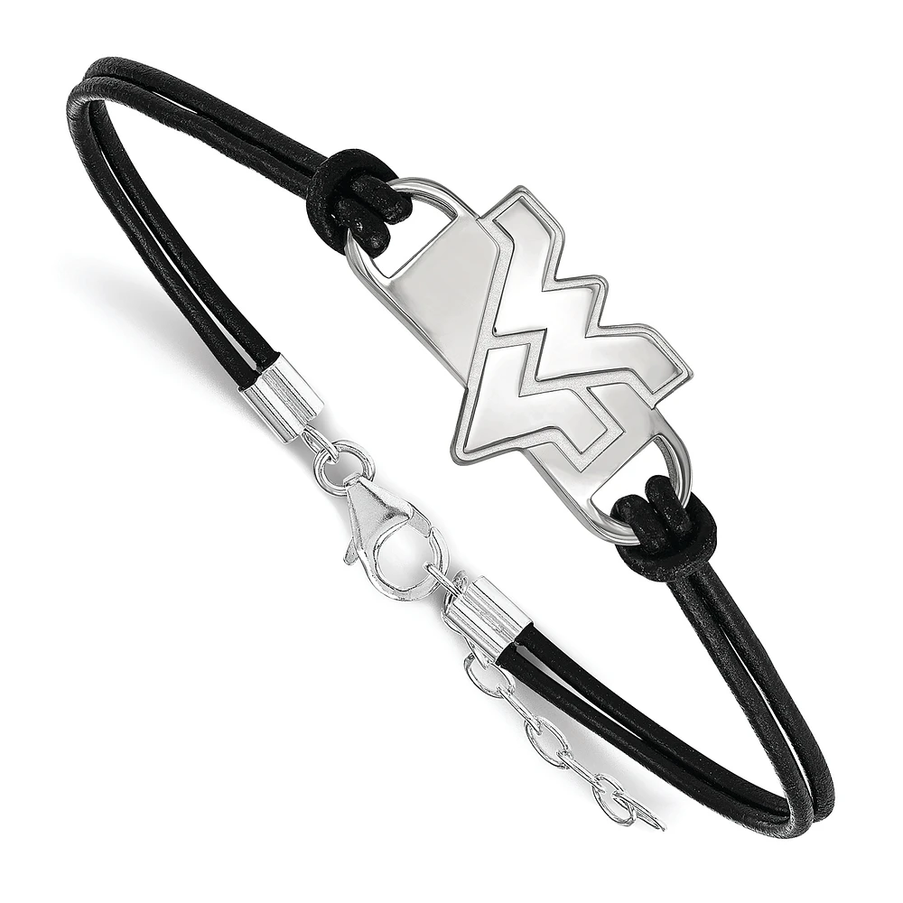 Women's West Virginia Mountaineers Sterling Silver Leather Bracelet
