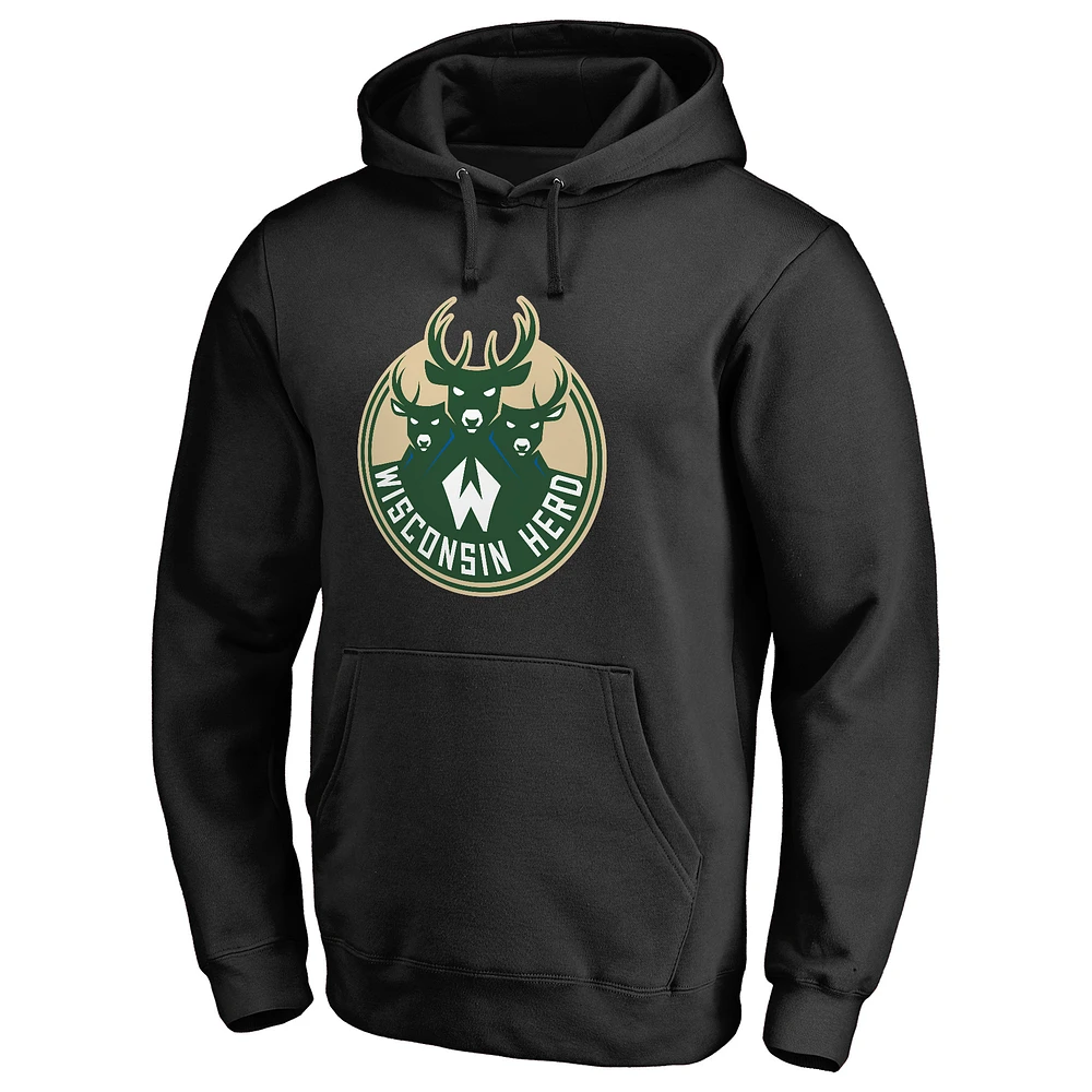 Men's Black Wisconsin Herd Primary Logo Pullover Hoodie