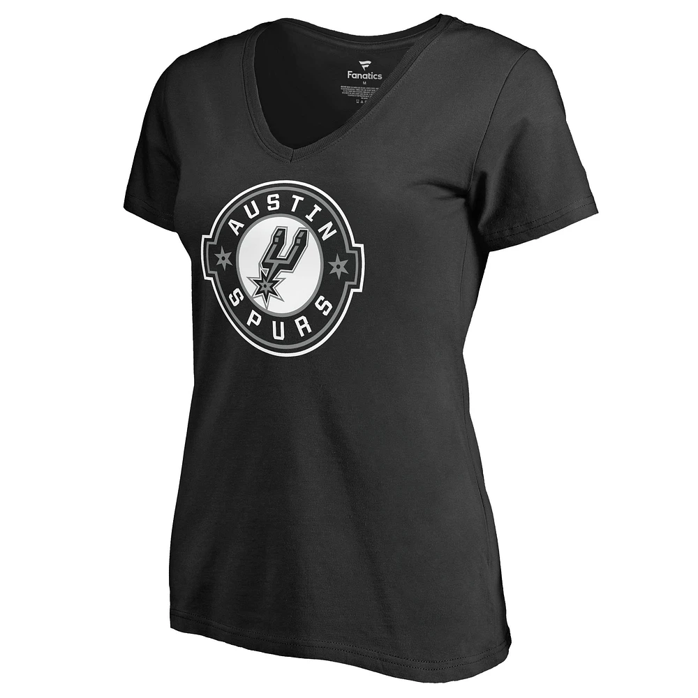 Women's Black Austin Spurs Primary Logo V-Neck T-Shirt