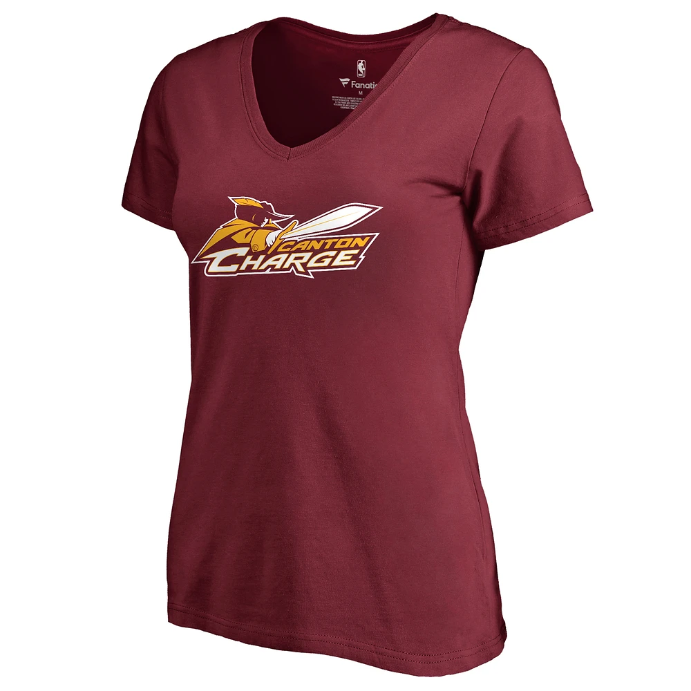 Women's Garnet Canton Charge Primary Logo V-Neck T-Shirt