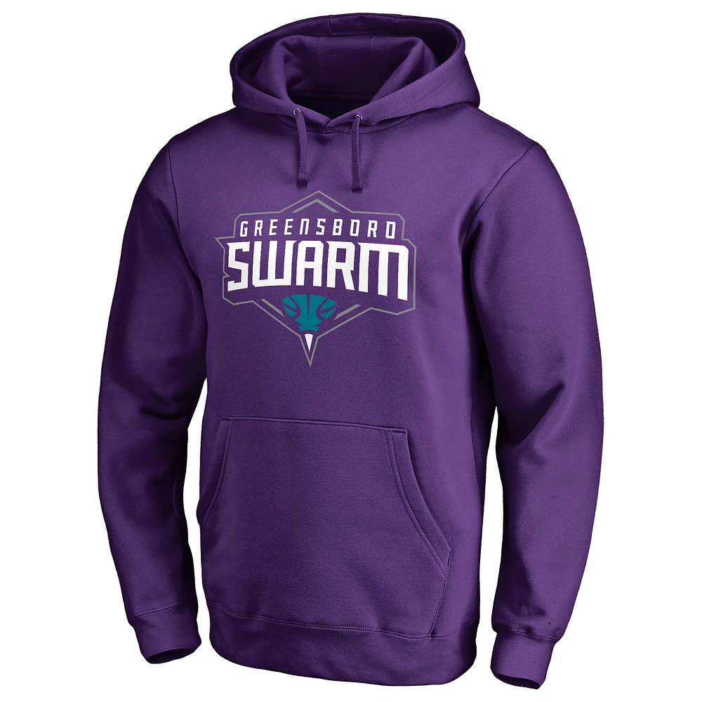 Men's Purple Greensboro Swarm Primary Logo Pullover Hoodie
