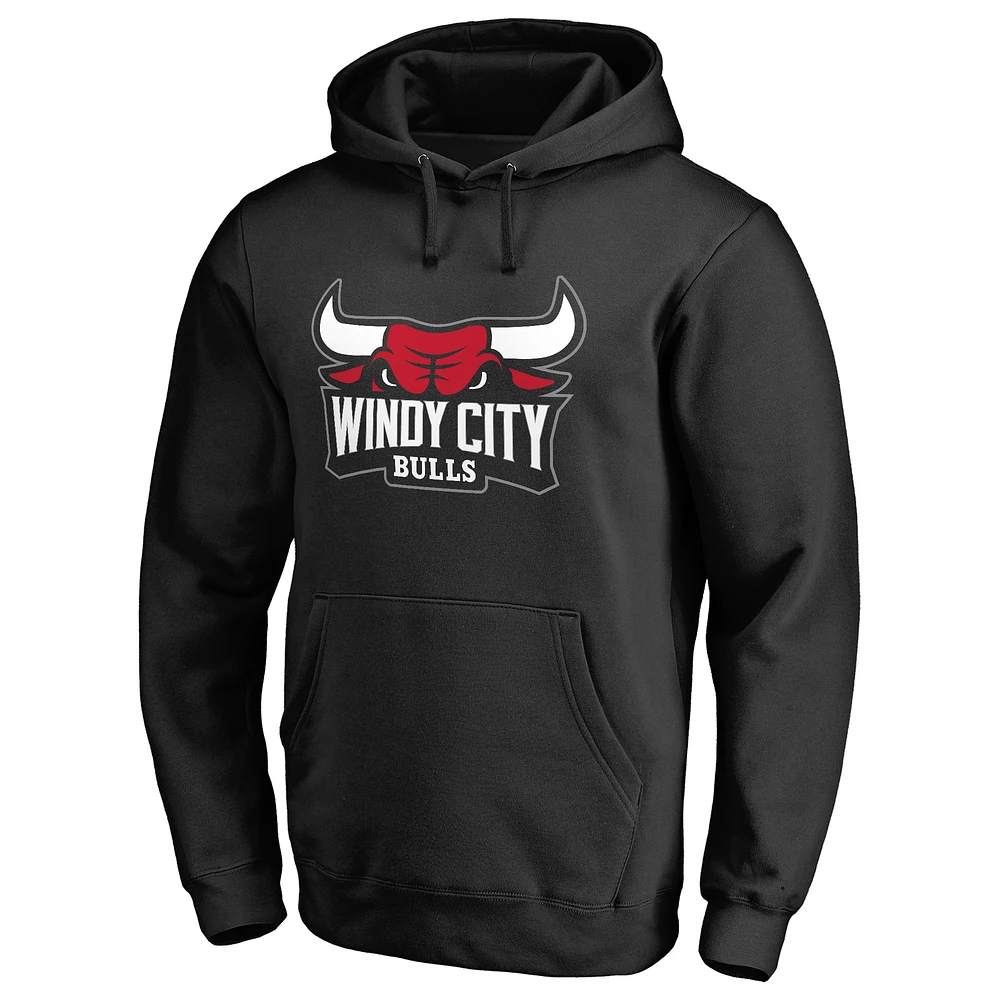Men's Black Windy City Bulls Primary Logo Pullover Hoodie
