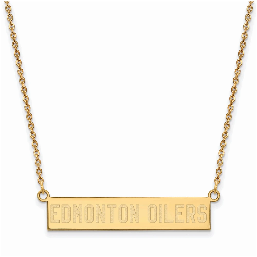 Women's Edmonton Oilers Gold Plated Small Bar Necklace
