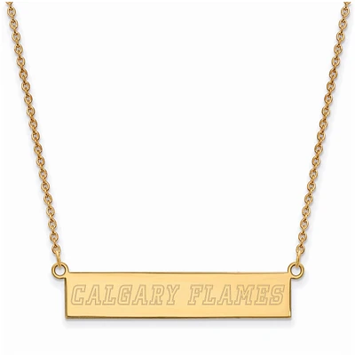 Women's Calgary Flames Gold Plated Small Bar Necklace