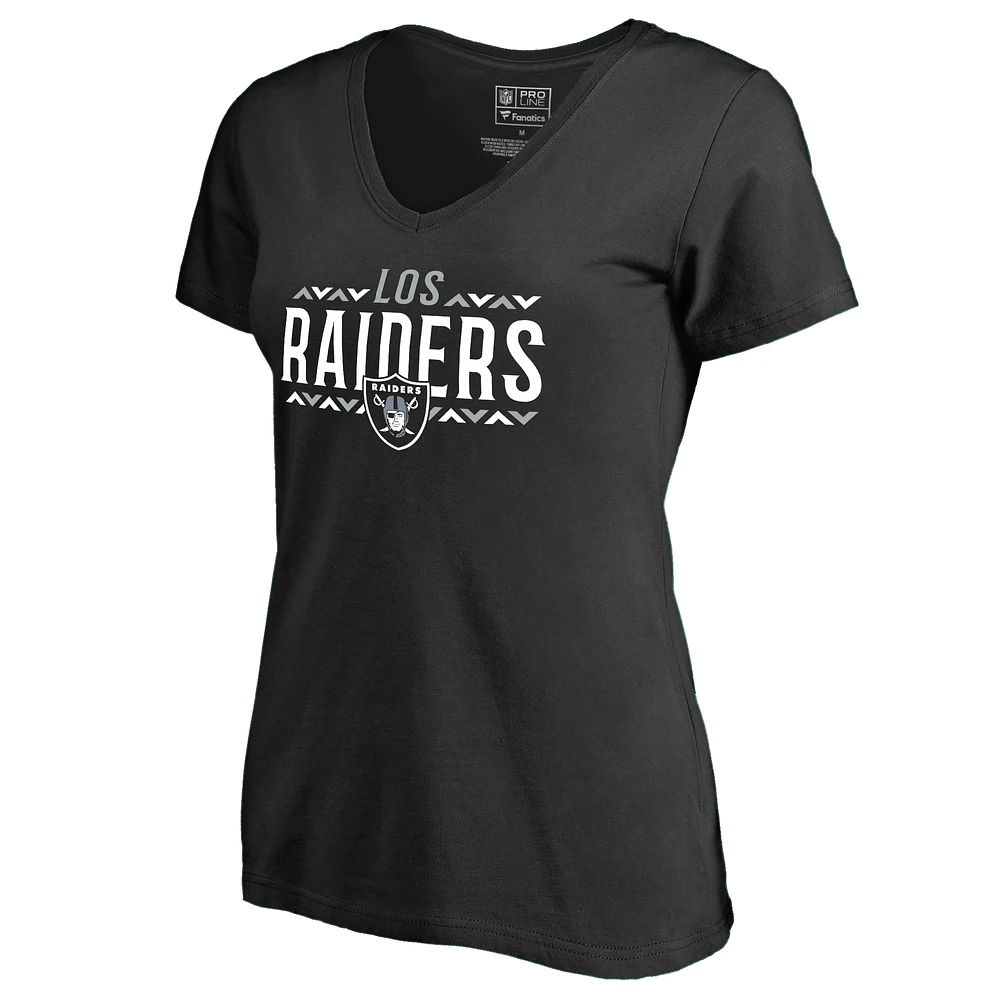 Women's Black Las Vegas Raiders Arriba V-Neck T-Shirt