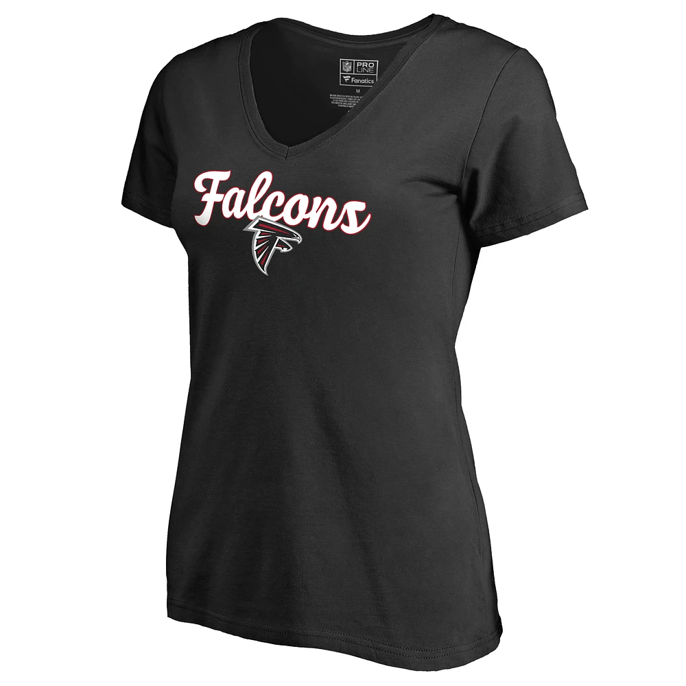 Women's Black Atlanta Falcons Freehand V-Neck T-Shirt