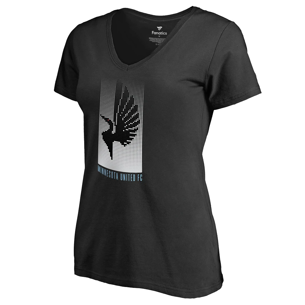 Women's Black Minnesota United FC Halftone V-Neck T-Shirt