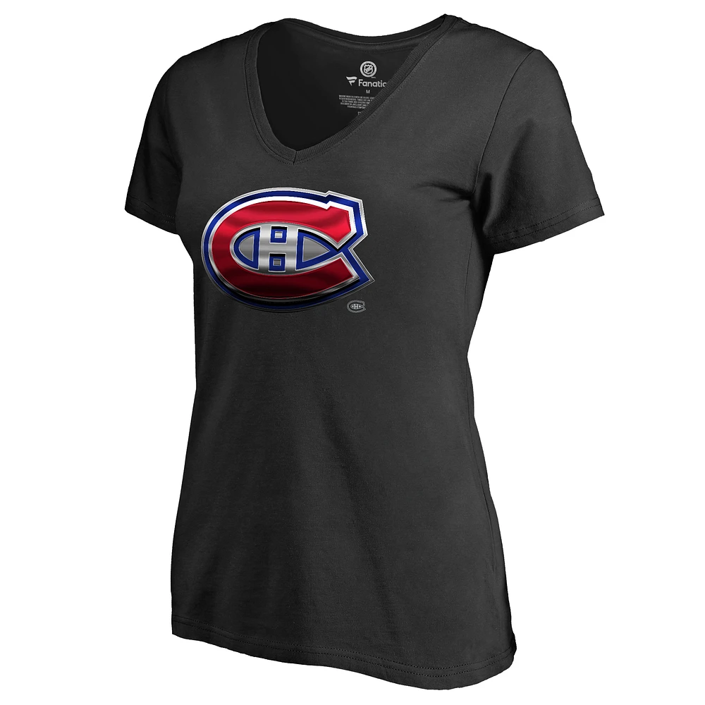 Women's Black Montreal Canadiens Midnight Mascot V-Neck T-Shirt