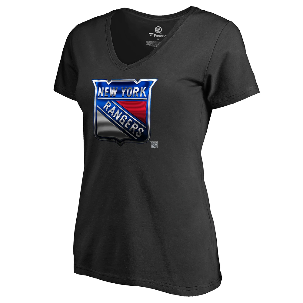 Women's Black New York Rangers Midnight Mascot V-Neck T-Shirt
