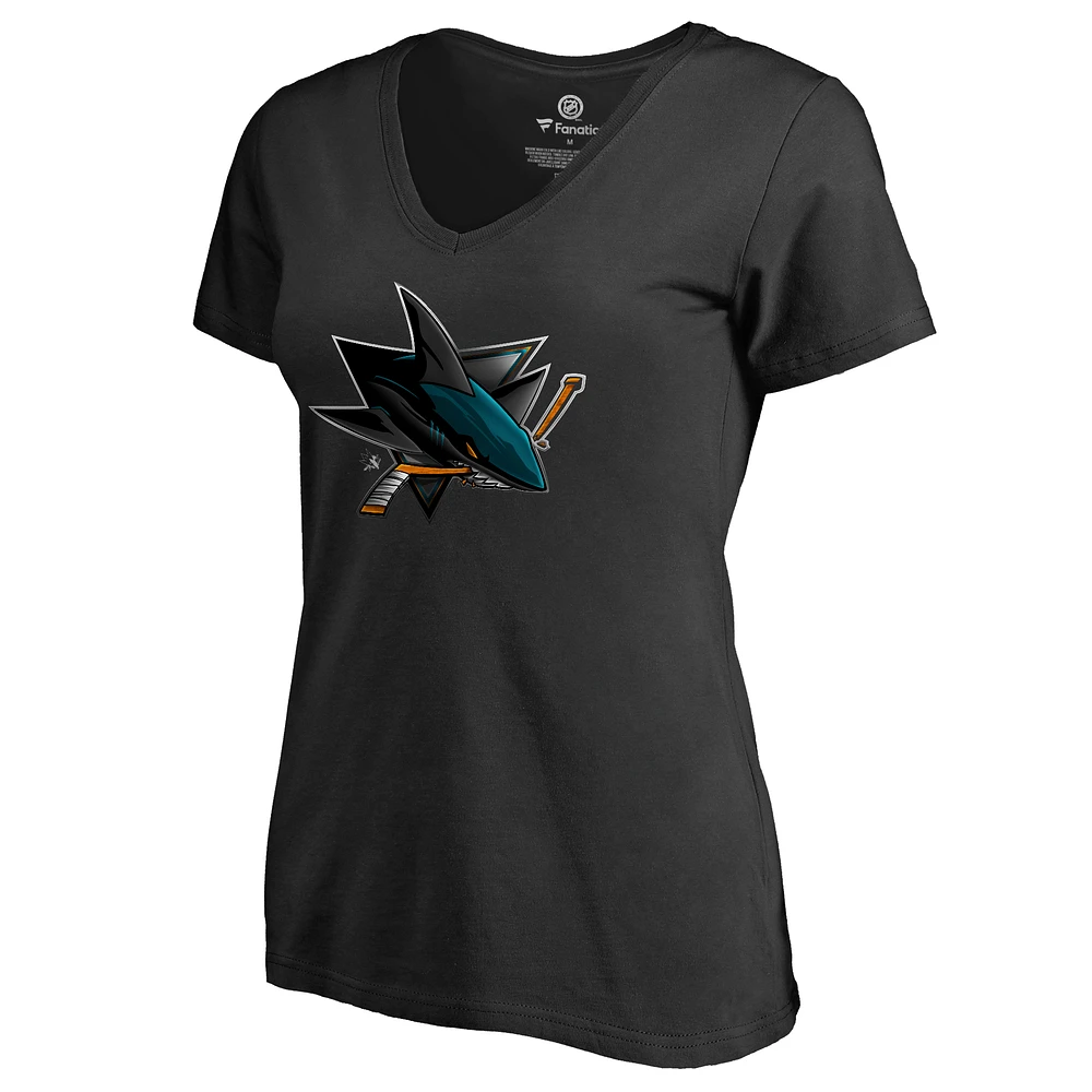 Women's Black San Jose Sharks Midnight Mascot V-Neck T-Shirt