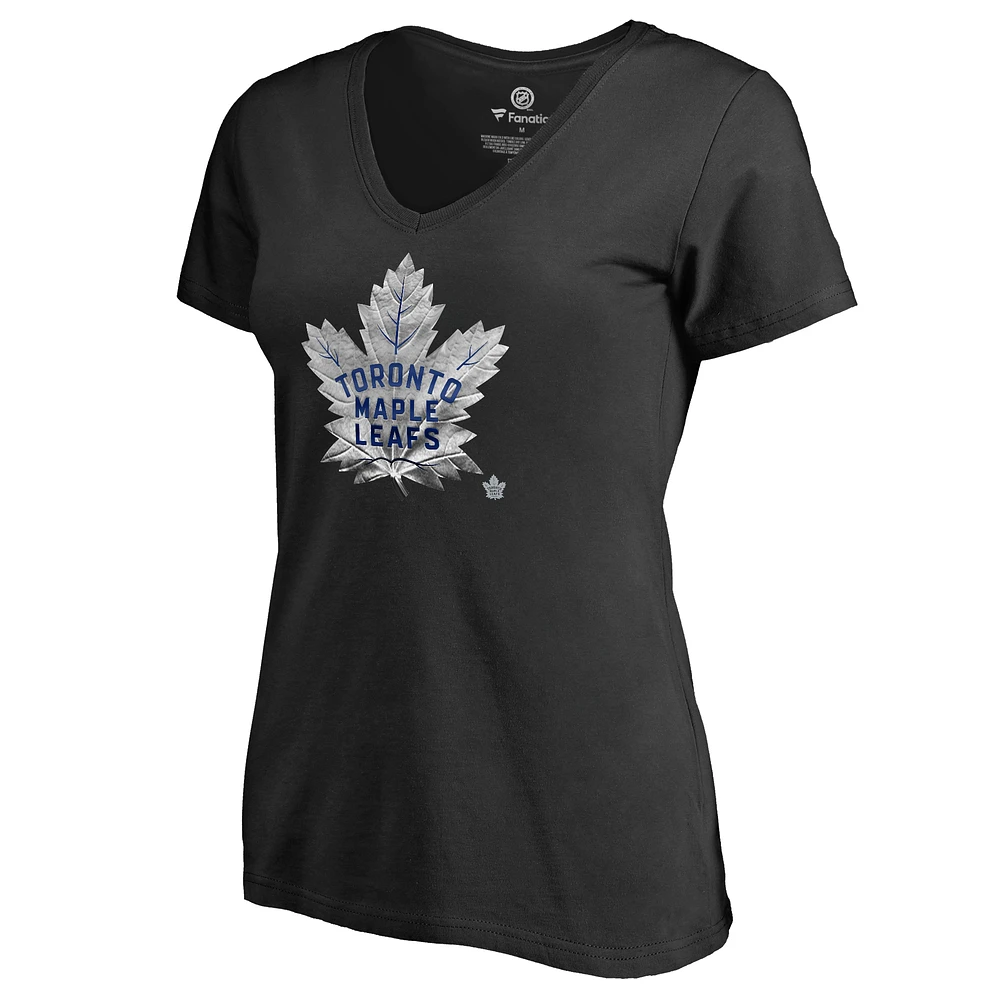 Women's Black Toronto Maple Leafs Midnight Mascot V-Neck T-Shirt