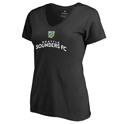 Women's Black Seattle Sounders FC Shielded V-Neck T-Shirt