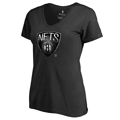 Women's Black Brooklyn Nets Midnight Mascot V-Neck T-Shirt