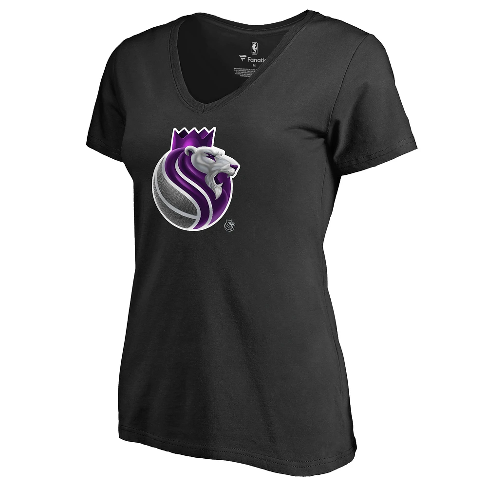 Women's Black Sacramento Kings Midnight Mascot V-Neck T-Shirt