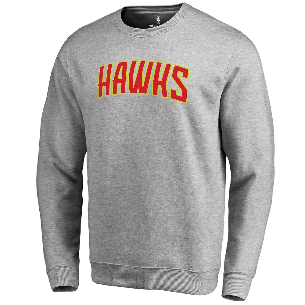Men's Heathered Gray Atlanta Hawks Wordmark Pullover Sweatshirt