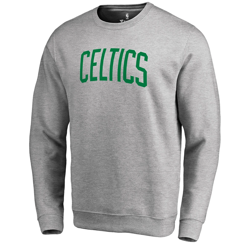 Men's Heathered Gray Boston Celtics Wordmark Pullover Sweatshirt