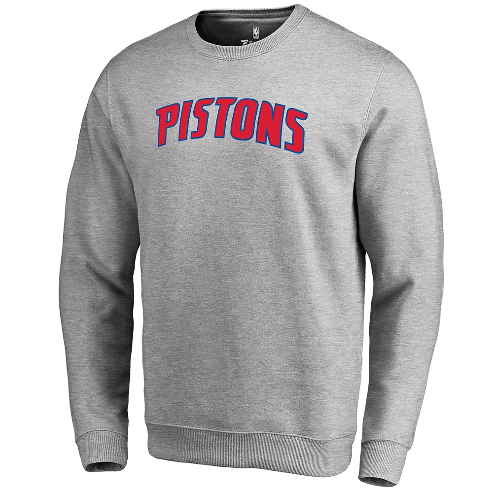 Men's Heathered Gray Detroit Pistons Wordmark Pullover Sweatshirt