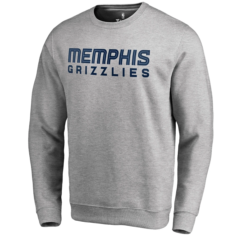 Men's Heathered Gray Memphis Grizzlies Wordmark Pullover Sweatshirt
