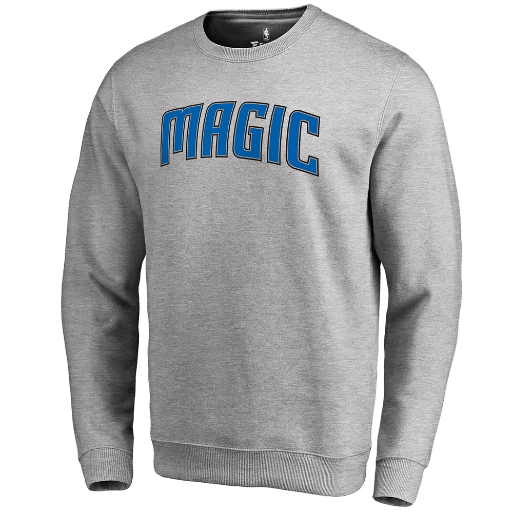 Men's Heathered Gray Orlando Magic Wordmark Pullover Sweatshirt