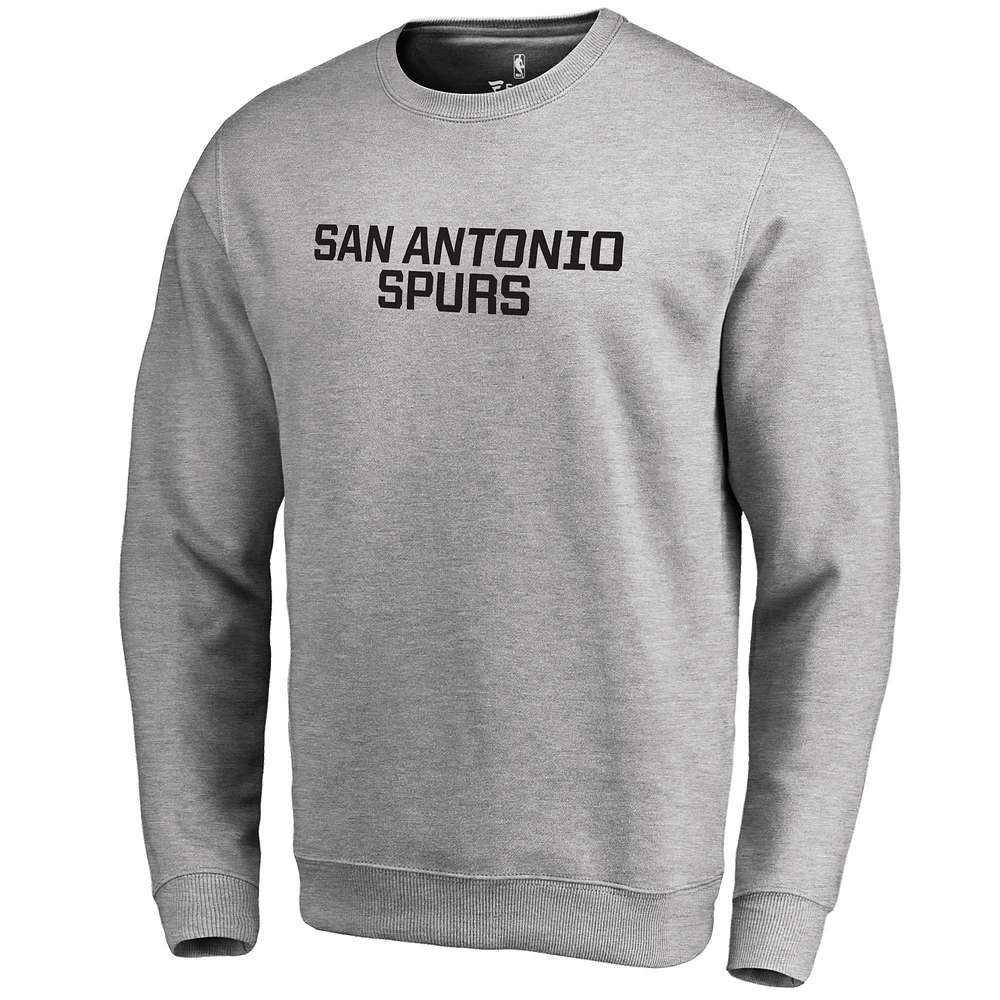 Men's Heathered Gray San Antonio Spurs Wordmark Pullover Sweatshirt