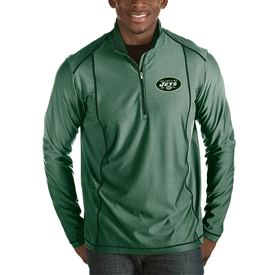 Men's Antigua Heather Green New York Jets Tempo Half-Zip Pullover Jacket