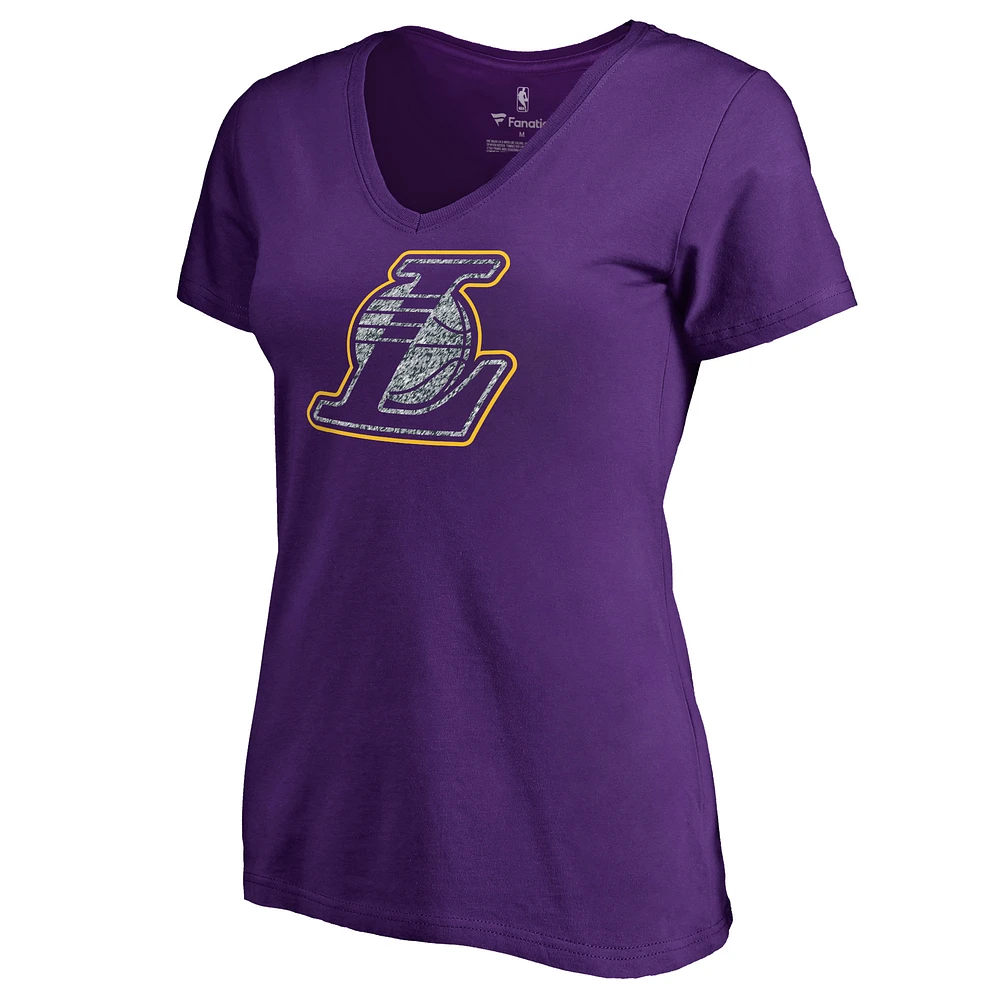 Women's Purple Los Angeles Lakers Static Logo V-Neck T-Shirt