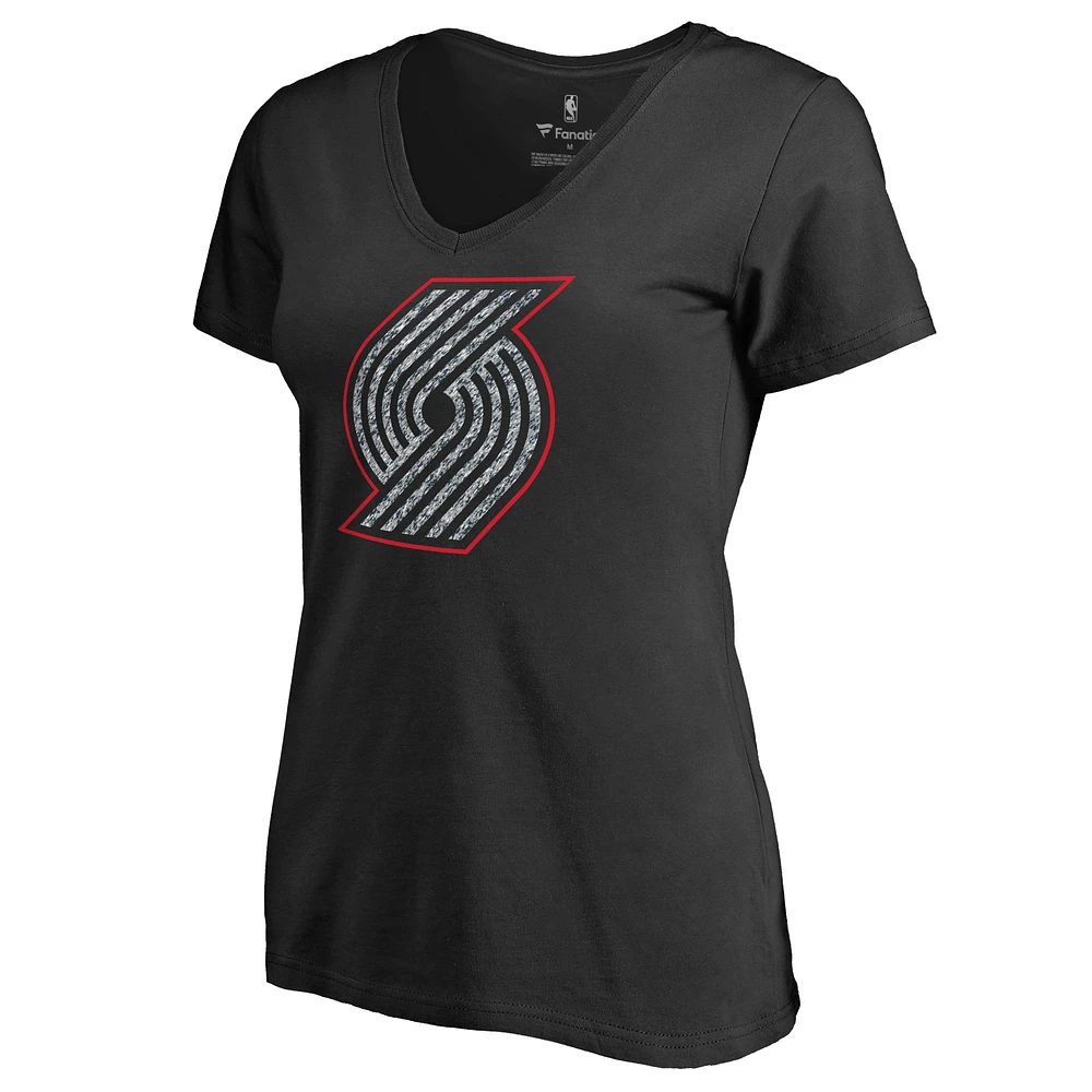 Women's Black Portland Trail Blazers Static Logo V-Neck T-Shirt