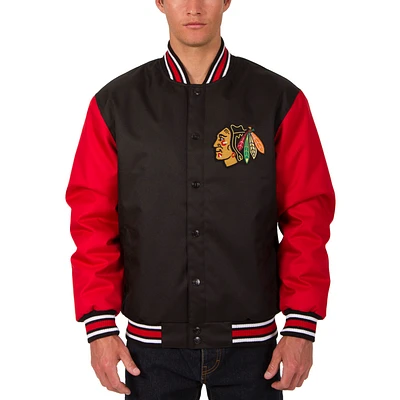 Men's JH Design Black Chicago Blackhawks Front Hit Poly Twill Jacket