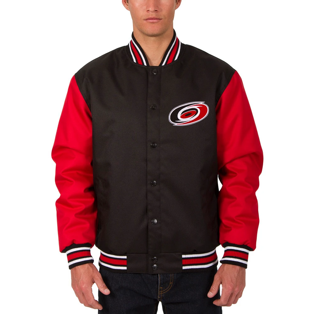 Men's JH Design Black Carolina Hurricanes Front Hit Poly Twill Jacket