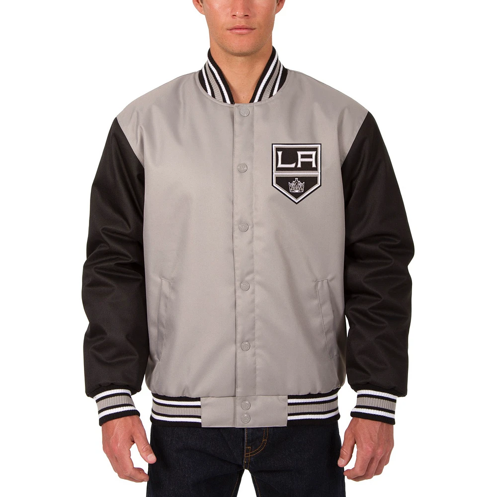 Men's JH Design Gray Los Angeles Kings Front Hit Poly Twill Jacket