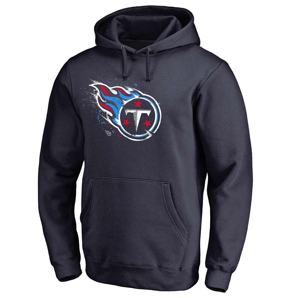 Men's Navy Tennessee Titans Splatter Logo Pullover Hoodie