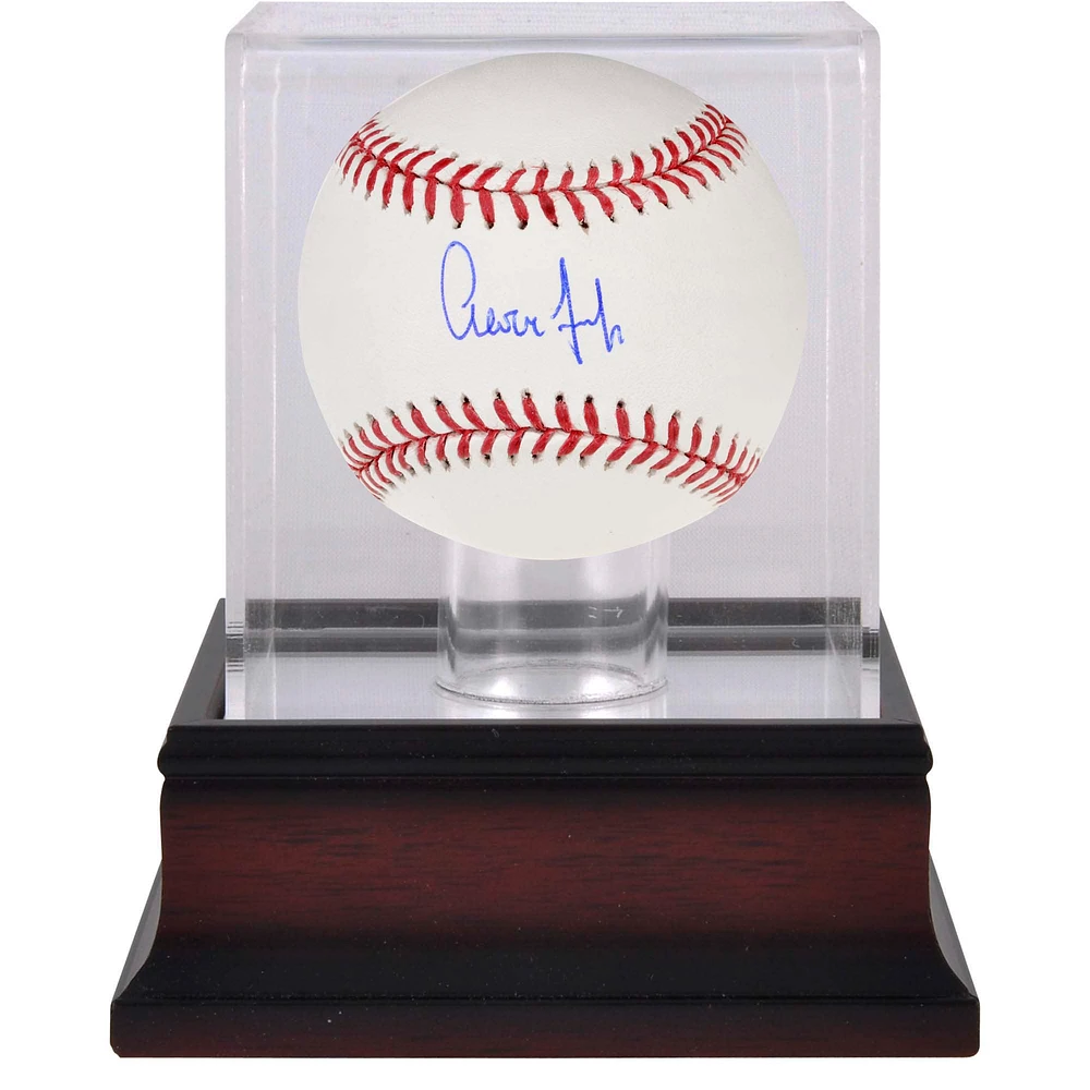 Aaron Judge New York Yankees Autographed Baseball and Mahogany Display Case