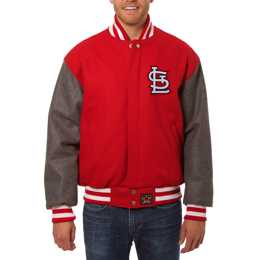 Men's JH Design Red/Charcoal St. Louis Cardinals Wool Full-Button Jacket