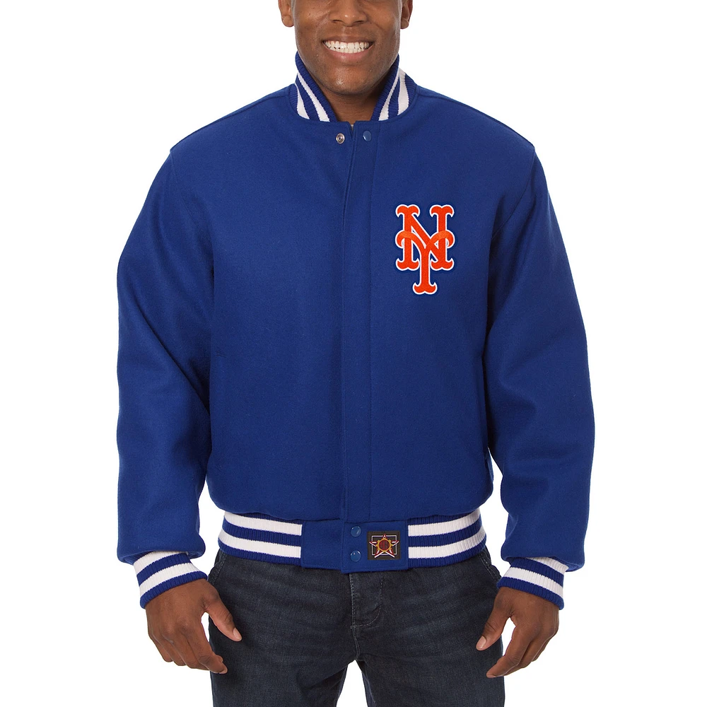 Men's JH Design Royal New York Mets Wool Full-Button Jacket
