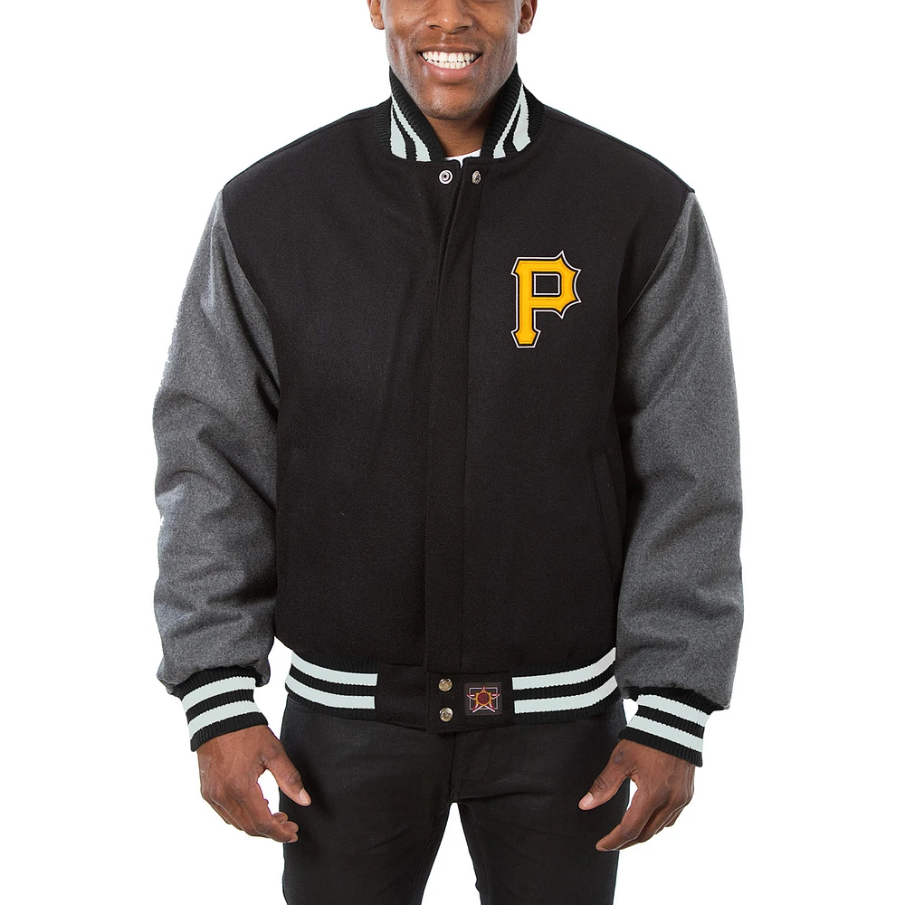 Men's JH Design Black/Charcoal Pittsburgh Pirates Wool Full-Button Jacket