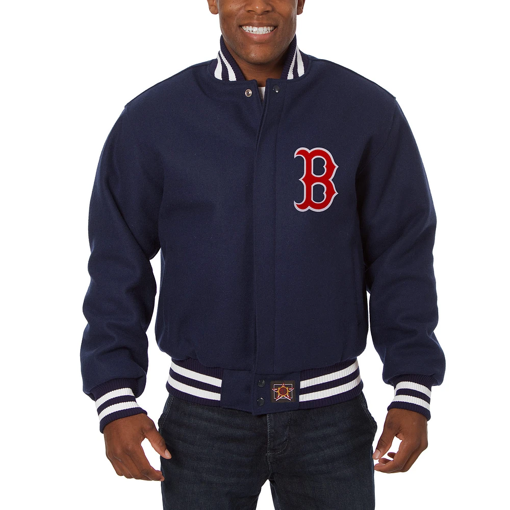 Men's JH Design Navy Boston Red Sox Wool Full-Button Jacket