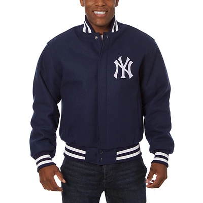 Men's JH Design Navy New York Yankees Wool Full-Button Jacket