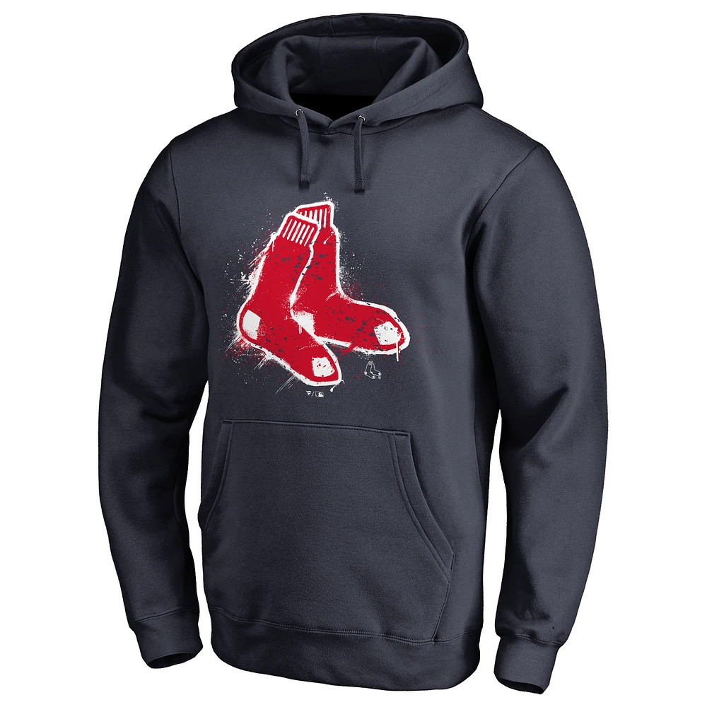Men's Navy Boston Red Sox Splatter Logo Pullover Hoodie