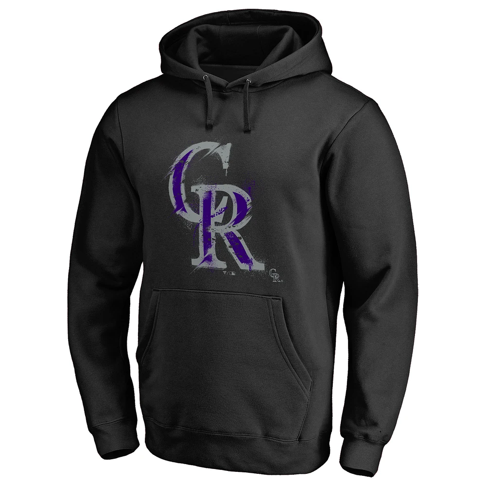 Men's Black Colorado Rockies Splatter Logo Pullover Hoodie