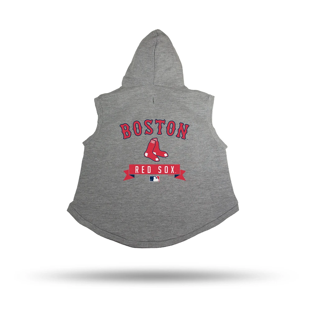 Sparo Gray Boston Red Sox Pet Hooded Sweatshirt