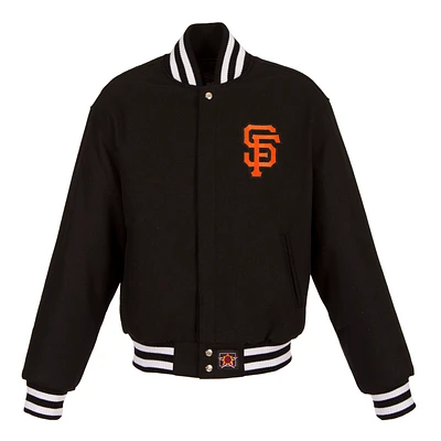 Women's JH Design Black San Francisco Giants Embroidered Logo All-Wool Jacket
