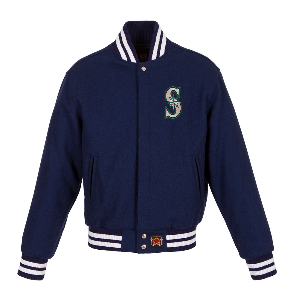 Women's JH Design Navy Seattle Mariners Embroidered Logo All-Wool Jacket