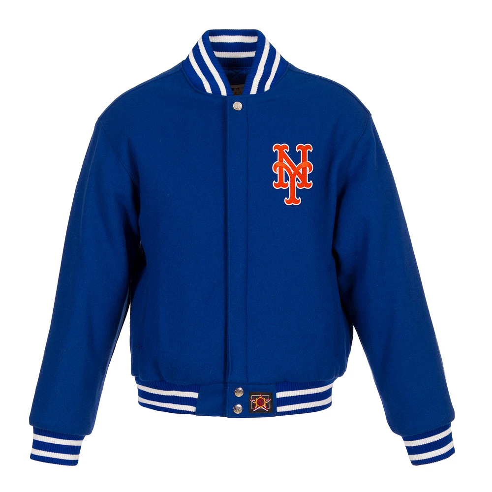 Women's JH Design Royal New York Mets Embroidered Logo All-Wool Jacket