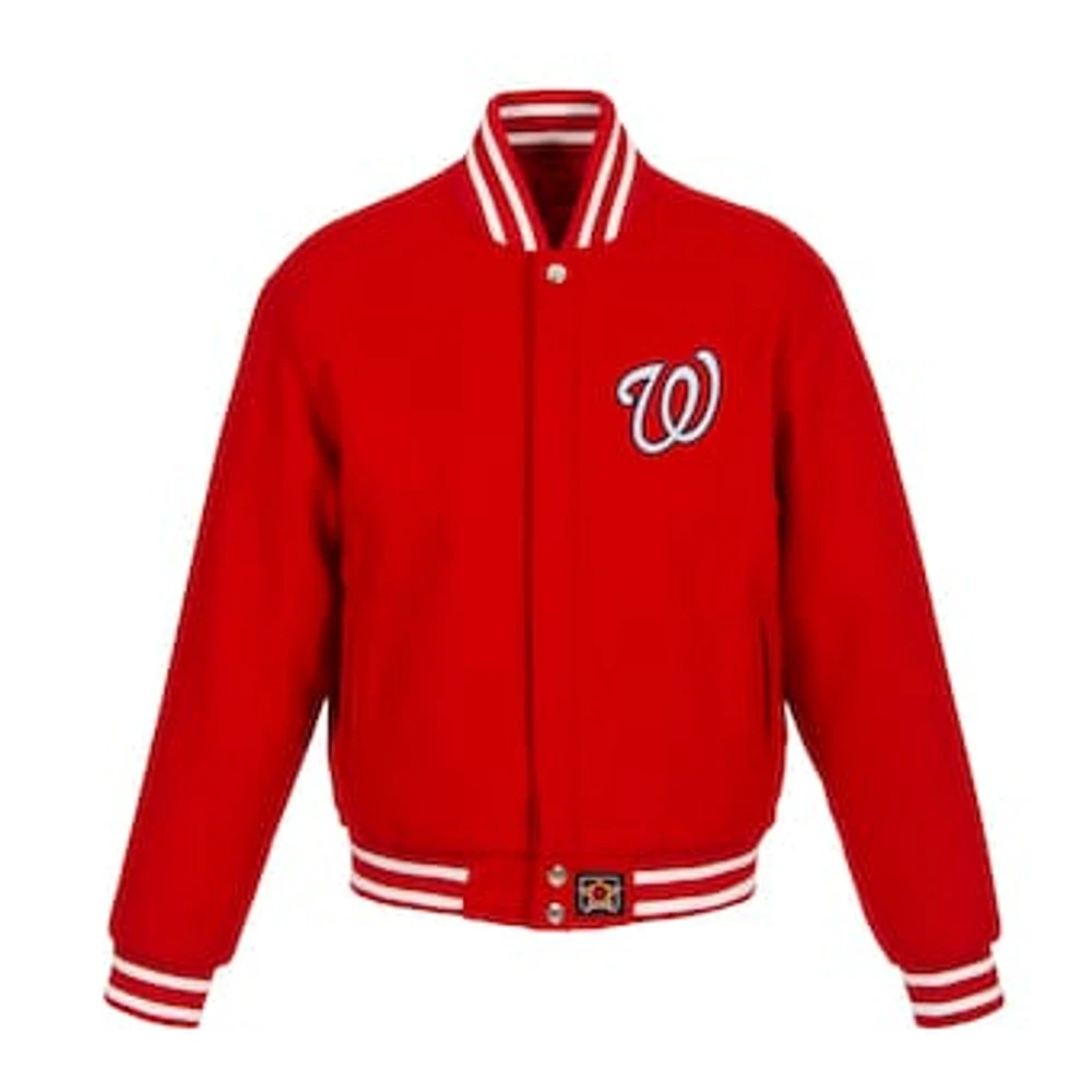 Women's JH Design Red Washington Nationals Embroidered Logo All-Wool Jacket