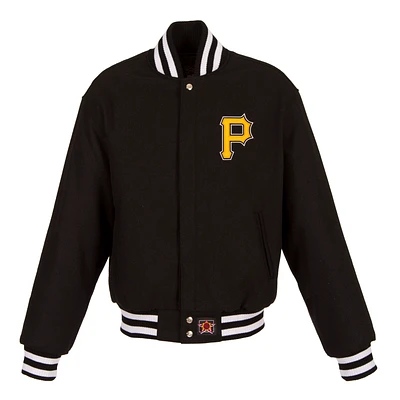 Women's JH Design Black Pittsburgh Pirates Embroidered Logo All-Wool Jacket