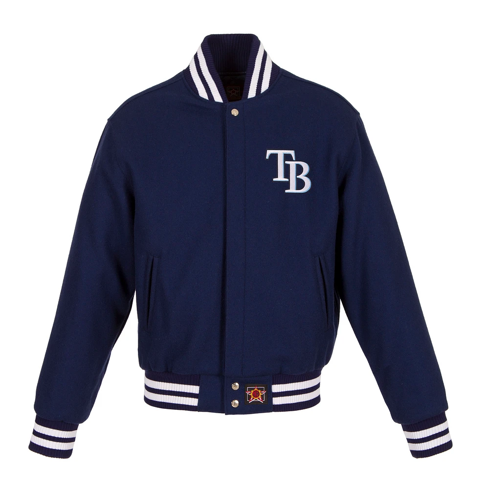 Women's JH Design Navy Tampa Bay Rays Embroidered Logo All-Wool Jacket