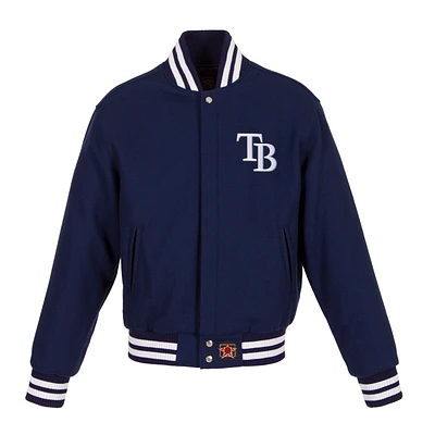 Women's JH Design Navy Tampa Bay Rays Embroidered Logo All-Wool Jacket