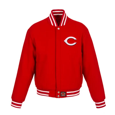 Women's JH Design Red Cincinnati Reds Embroidered Logo All-Wool Jacket